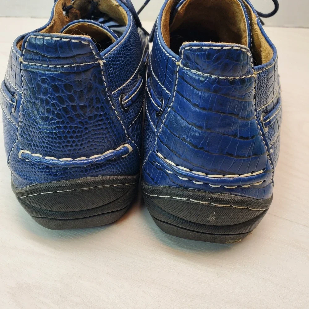 Saminto Laurenzini Mens Blue Crocodile Embossed Leather Size 9.5 Italy